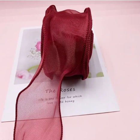 9m Wave Silk Korean Style Gold Edge Organza Ribbon Gift Wrapping Decoration Lace Ribbon