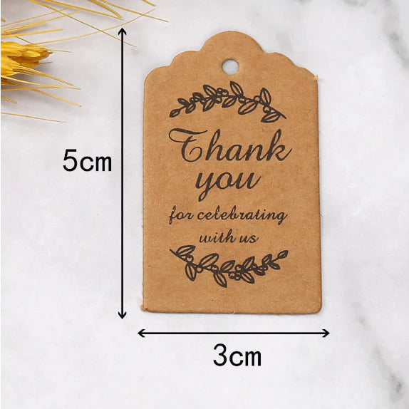 100pcs | BLACK Thankyou Stamping Paper Gift Tags Hang Label Decor Wedding Gift Tag