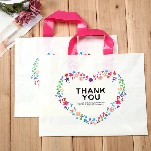 1pc Thank You Printed High Quality Plastic Bag Handle and Packaging Souvenirs