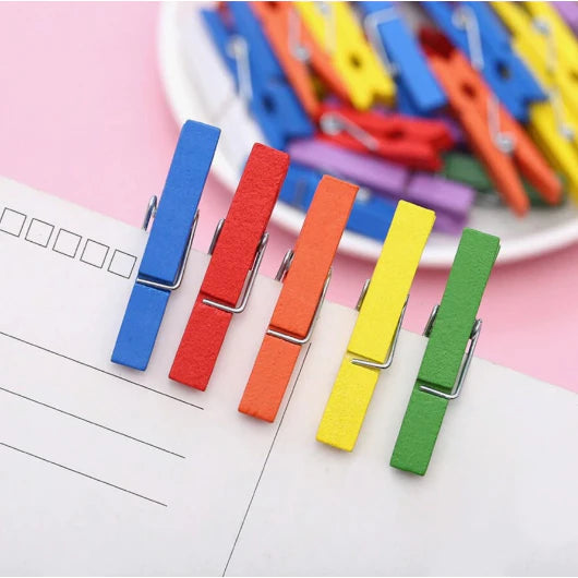 50pcs Natural Mini Wooden Clips for Clothespins Decorative Photos Papers