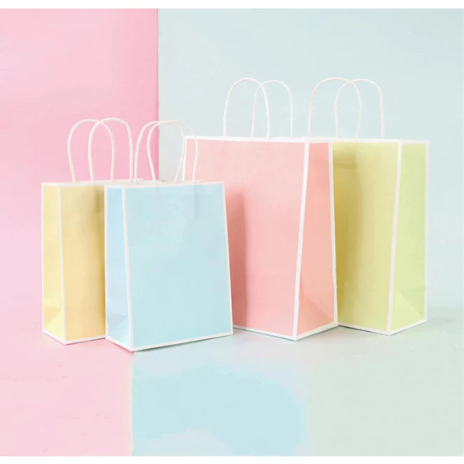 1pc Colorful Border Twisted Handle Kraft Paper Bag with twist Handle bag Gift Bag