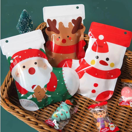 1pc Christmas Ziplock Plastic Gift Bags Candy party Packaging Bags
