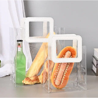 1pc Transparent Leather handle Tote Bag PVC Big handle gift packaging bag