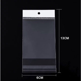 100pcs White Header OPP Adhesive Resealable Plastic Bag