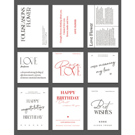 (5sheets/pack) English love single page small card bouquet flower greeting card