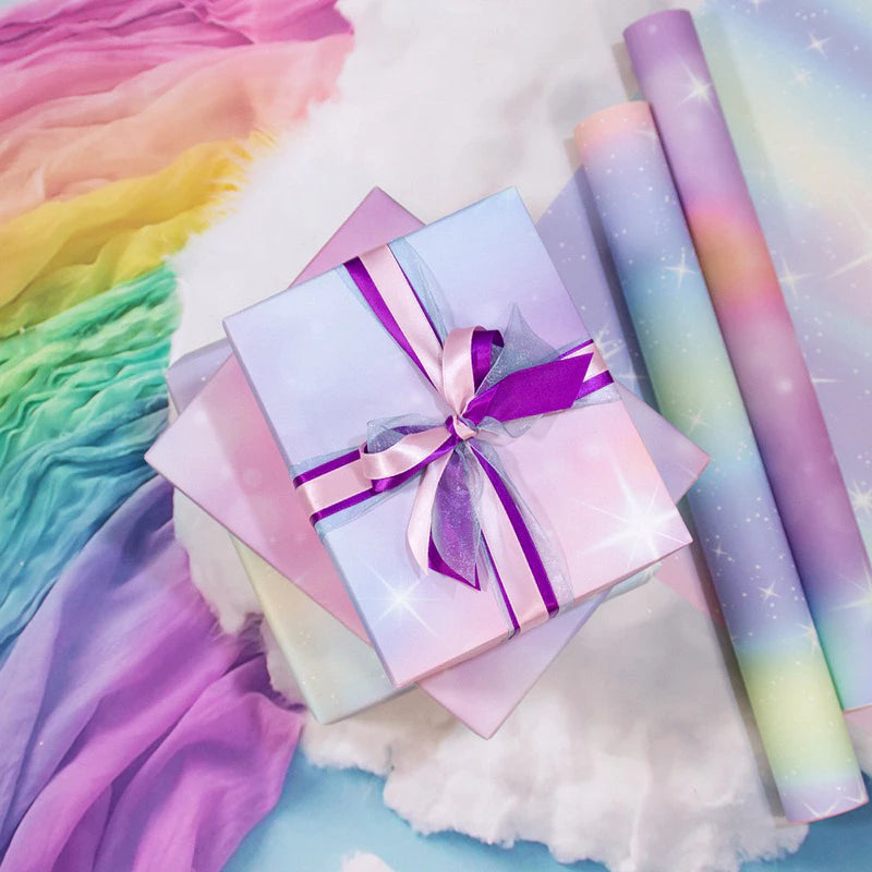 (5pcs) Rainbow Gradient Color Gift Wrapping Paper Roll Gift Wrapping Paper