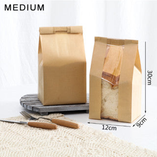 50pcs Brown Bread Bag with Tin Tie Self Sealing Toast Bread Pastry Packaging Bag