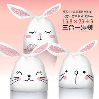 50pcs Cartoon Rabbit Ears Packaging Bag Candy Snack Biscuit Gift Bag