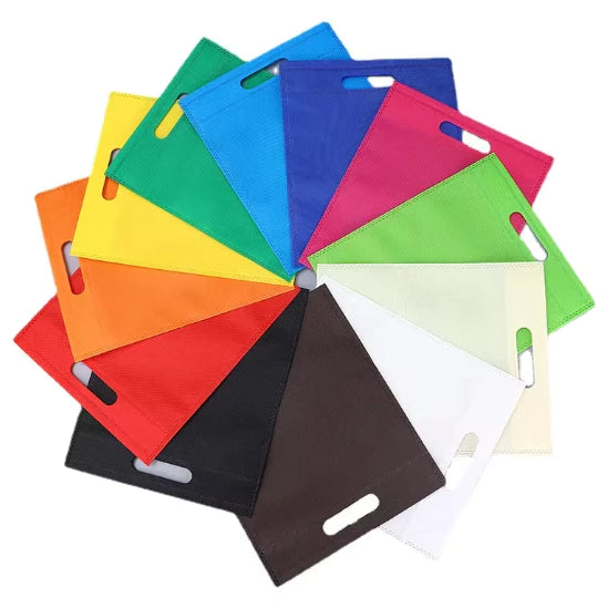 50Pcs Flat Non-woven Eco Bag D Cut Pouch Plain Shopping Hand bag Storage Bag