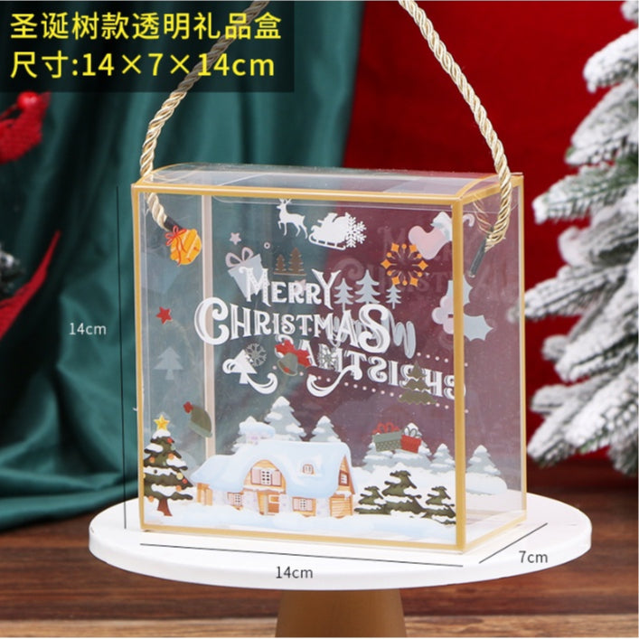 Transparent PVC Gift Bags Candy Plastic Bag with Handles Christmas Thanksgiving Gift Box