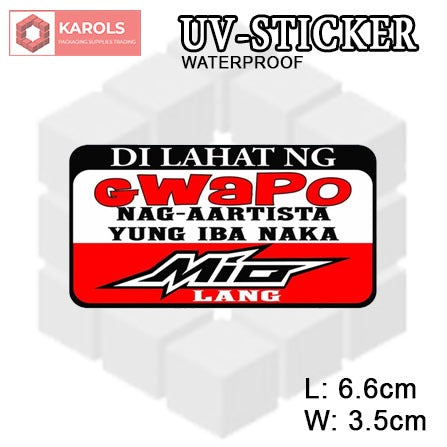 1pc Babala/Reminder WEATHERPROOF Permanent UV Sticker Embossed Printed Logo