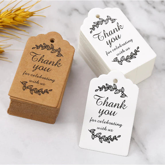 100pcs | BLACK Thankyou Stamping Paper Gift Tags Hang Label Decor Wedding Gift Tag