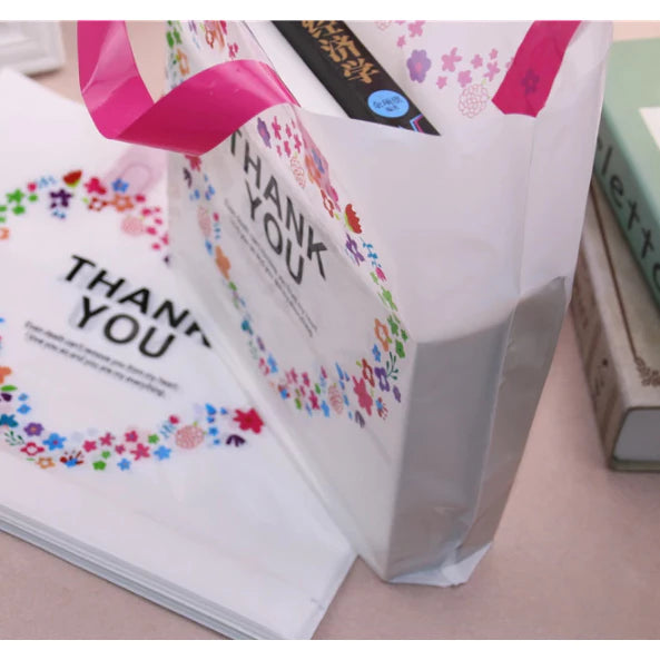 1pc Thank You Printed High Quality Plastic Bag Handle and Packaging Souvenirs