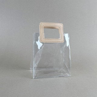 1pc Transparent Leather handle Tote Bag PVC Big handle gift packaging bag