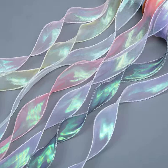 Fantasy fish tail yarn pleated yarn Ribbon With Wavy Edge Wrap Flower Gift Decoration
