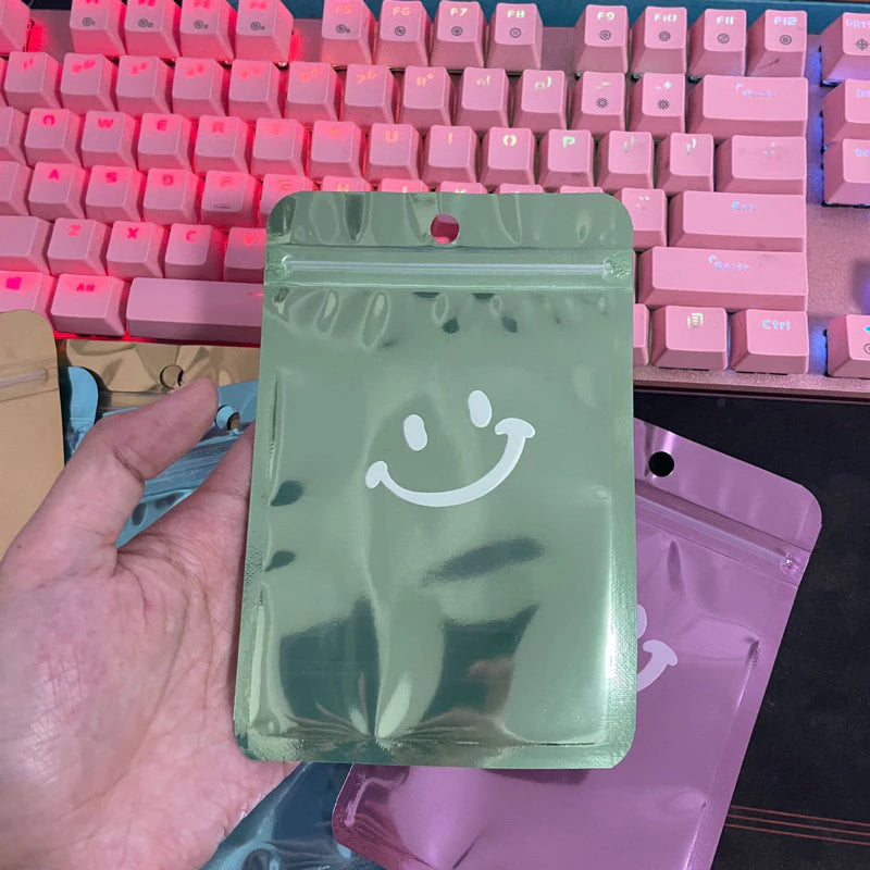 1pc Cartoon smiley face ziplock bag transparent aluminum inner printing packaging bag
