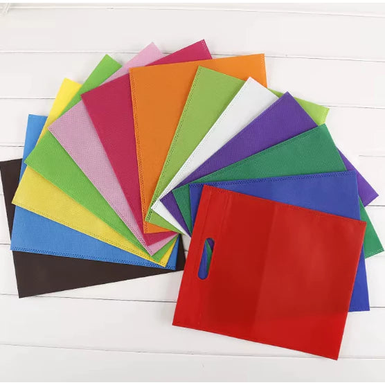 50Pcs Flat Non-woven Eco Bag D Cut Pouch Plain Shopping Hand bag Storage Bag