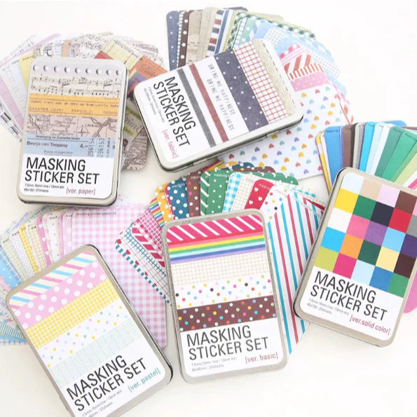 27pcs/box Masking Sticker Set With Stickers Box Sticker Notebook Planner School Supplies