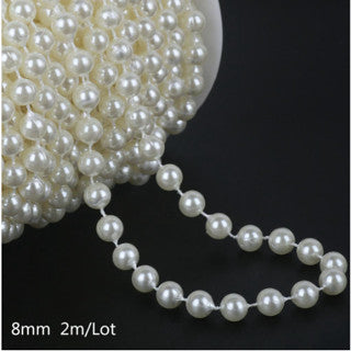 5Meters White Pearl Beads Chain Trim Garland Flowers DIY Wedding Party Decor