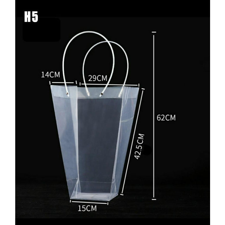 1pc Transparent PVC Tote Bag Flower Bouquet Packaging Bag Clear Handbags