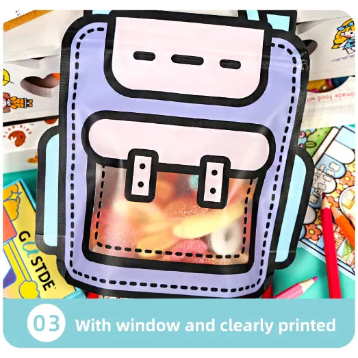 Window Plastic Self-sealing Candy Bags, Candy Bags for Birthday Party Loot Bag