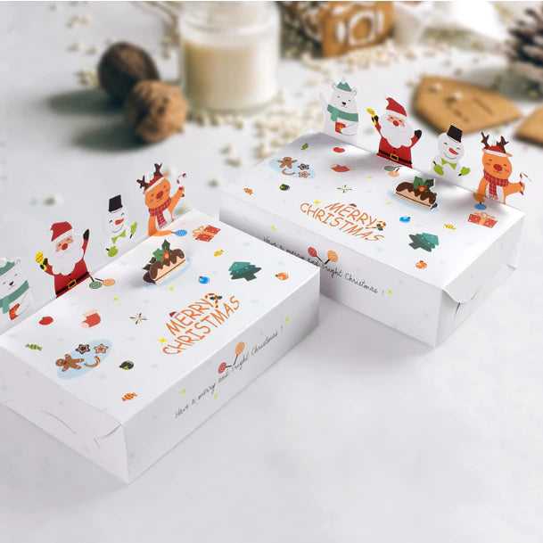 10Pcs 3d Christmas biscuit box Kraft Paper Candy Gift Box Cartoon Cookie Box