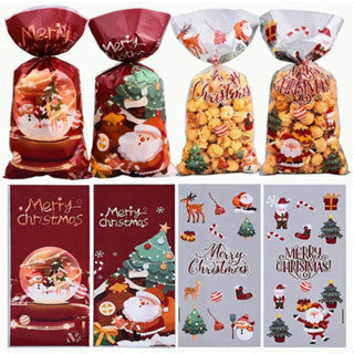 50pcs Christmas loot bags Santa candy cookie gift Packaging OPP Pouch