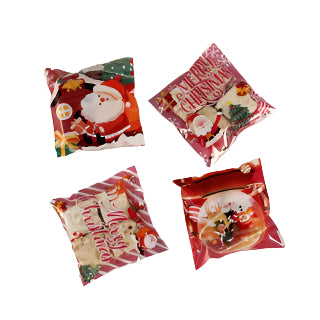 100pcs Self Adhesive Christmas Cookie Candy Package Cellophane Gift Bags