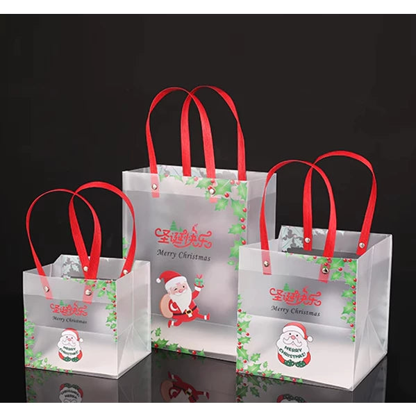 Christmas Frosted Plastic PVC Transparent Bags Souvenir Tote Bag