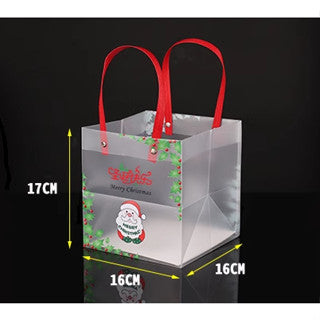 Christmas Frosted Plastic PVC Transparent Bags Souvenir Tote Bag