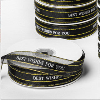 (2.5cmx50yards) BEST WISHES FOR YOU Organza Ribbon Wedding/Birthday Decoration