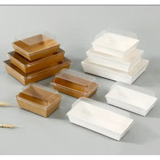 10pcs Transparent Square Cake, Sandwich Kraft Box Pastry Baking Gift Box