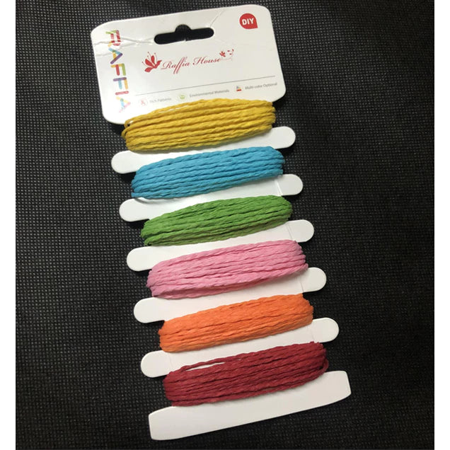 (5m/color) Six Color Card RAFFIA Rope Colored Weaving Decorative Raw Materials Colored RAFFIA