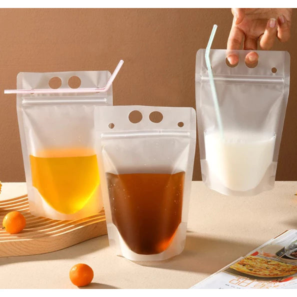 50pcs Liquid Pouch Resealable Stand Up Drink Pouch - Alternative for Paper PP Plastic Cup