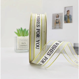(2.5cmx50yards) BEST WISHES FOR YOU Organza Ribbon Wedding/Birthday Decoration
