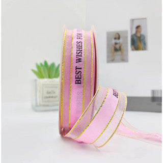 (2.5cmx50yards) BEST WISHES FOR YOU Organza Ribbon Wedding/Birthday Decoration