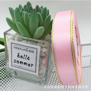 2.5cm double gold-rimmed satin ribbon flower bouquet packaging ribbon gift wrapper