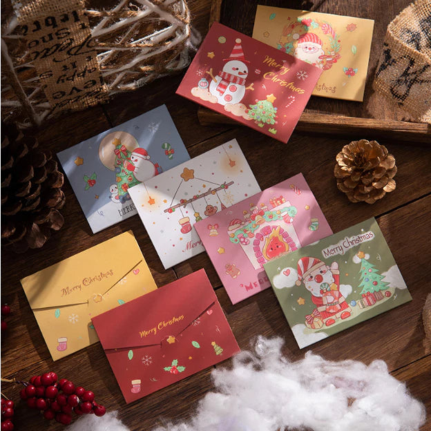 1pc New Christmas tri-fold greeting card Christmas small card gift message card
