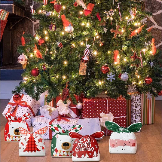 50Pcs/5in1 Random set Rabbit Long Ear Design Christmas Biscuit Candy Bags