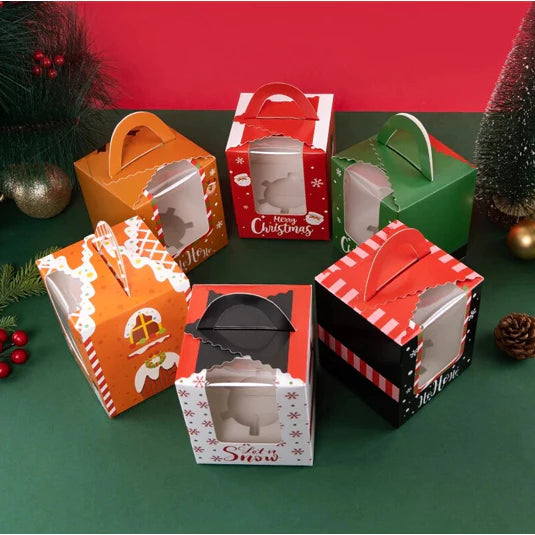 1pc Christmas window cupcake Solo packaging box muffin box egg tart box Pastry Box