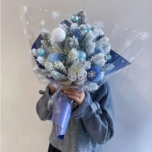 20pcs Christmas Snowflakes Transparent Cellophane Flower Boquet Wrapping