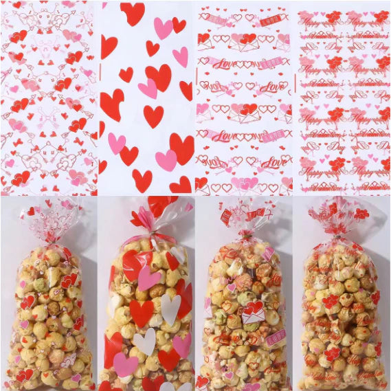 50pcs Valentine's Day Candy Bag Love Snack Cookie Bag Party Loot Bags
