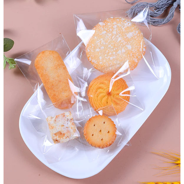 100pcs Transparent OPP Clear Self Adhesive Cookie's Packaging Plastic Bag