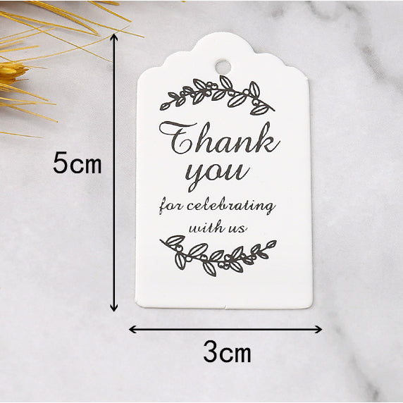 100pcs | BLACK Thankyou Stamping Paper Gift Tags Hang Label Decor Wedding Gift Tag