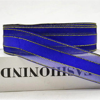 2.5cm/50yards Double gold edge packaging Gauze gift box handmade ribbon