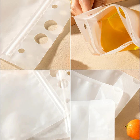 50pcs Liquid Pouch Resealable Stand Up Drink Pouch - Alternative for Paper PP Plastic Cup