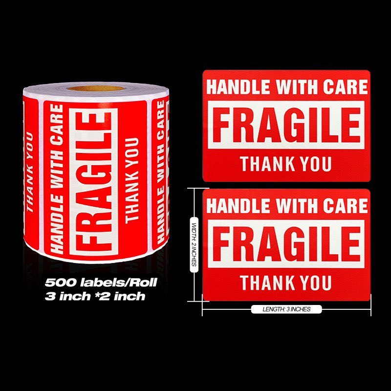 500/120 Pcs label | Roll Packing Warning Sticker Fragile Shipping Mailing Handle with Care Stickers