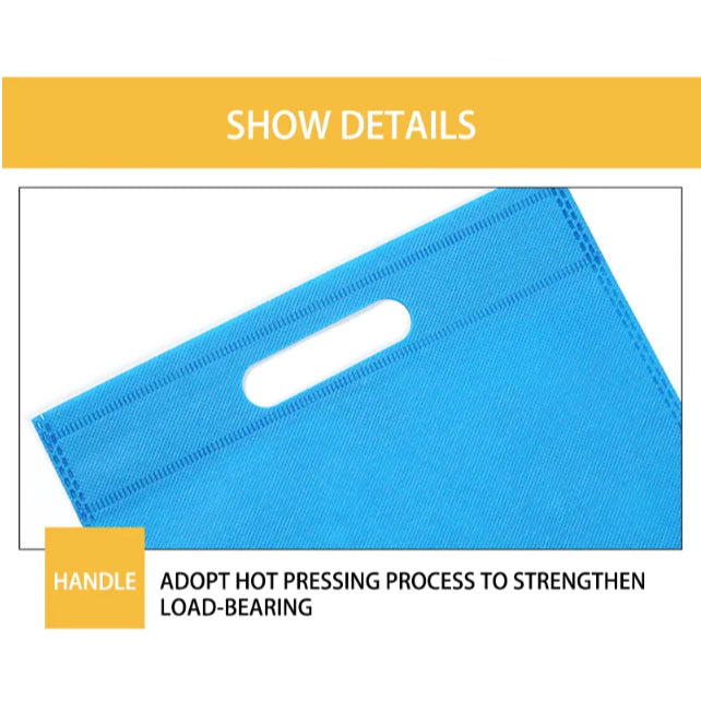 50Pcs Flat Non-woven Eco Bag D Cut Pouch Plain Shopping Hand bag Storage Bag
