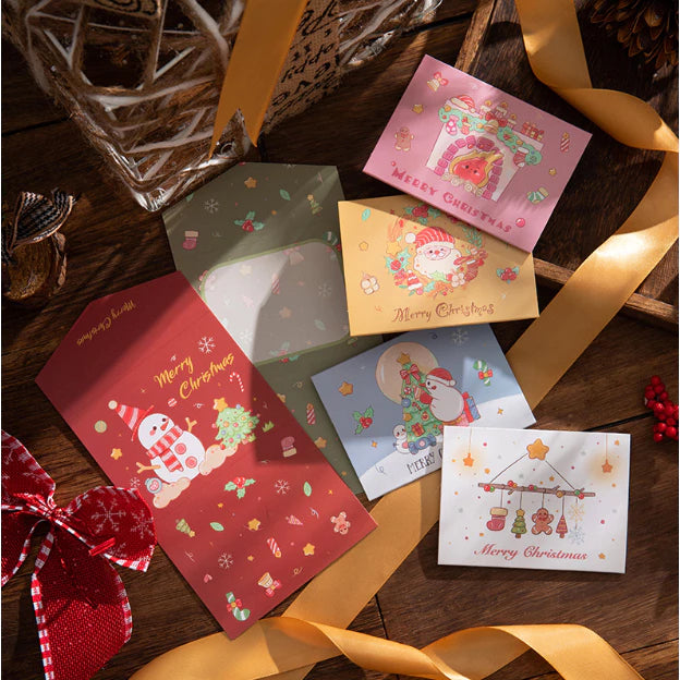 1pc New Christmas tri-fold greeting card Christmas small card gift message card