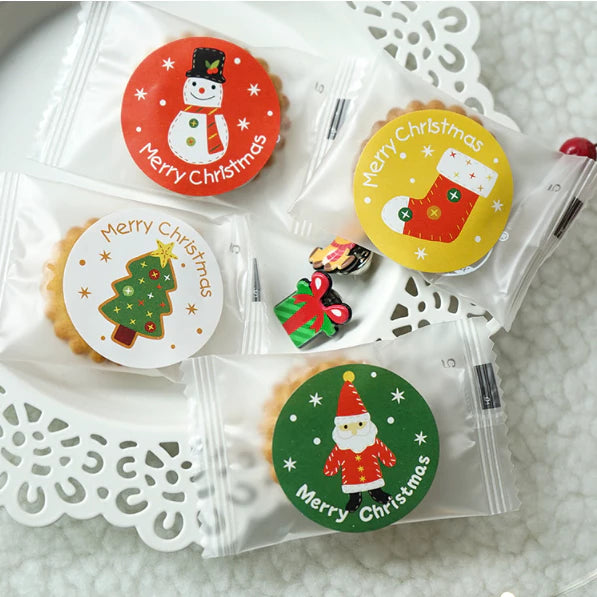 (10sheets/80pcs) Christmas Round Label Sticker Gift Package Stickers for Candy Box